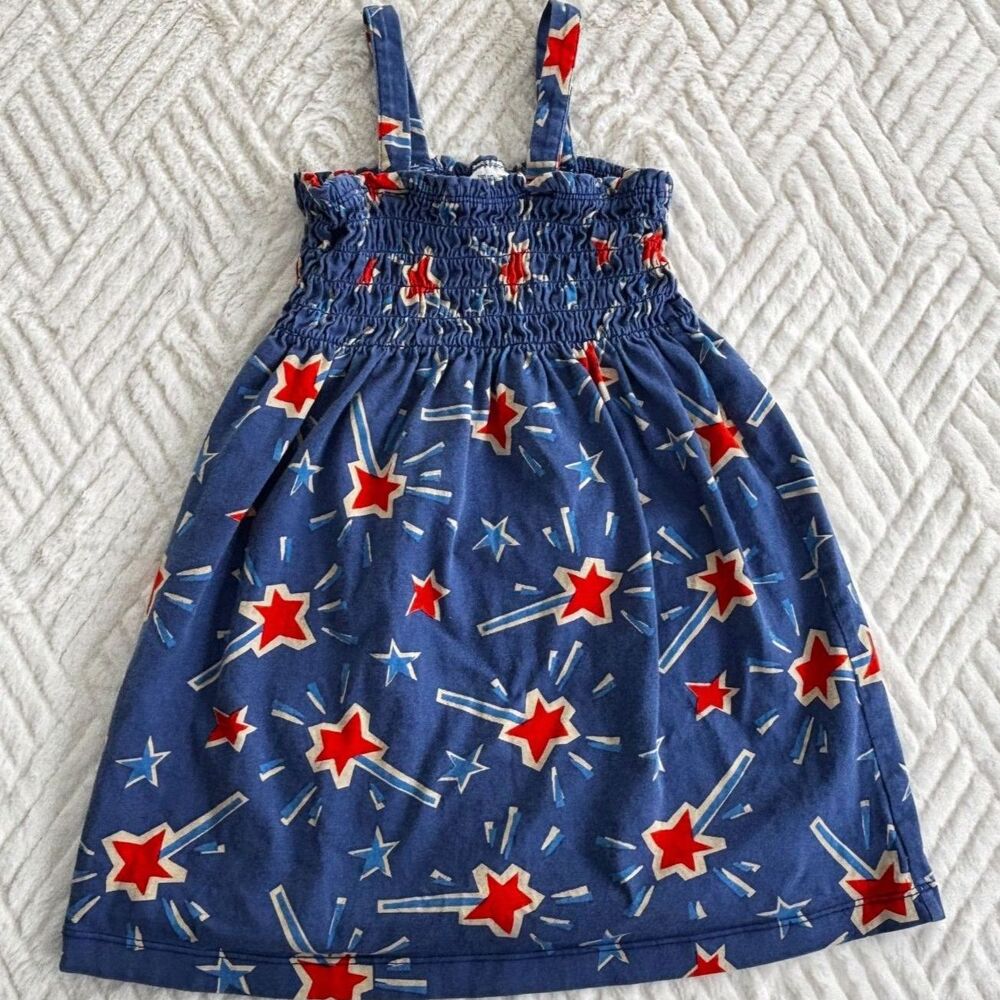 Hanna Andersson 100 cm US 4 Star Print Sundress Blue Red Cotton